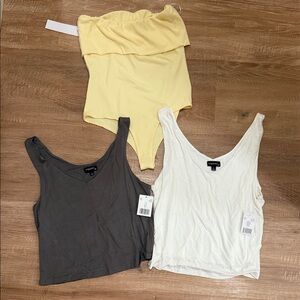 Yellow, Gray, and White Women's Tops
